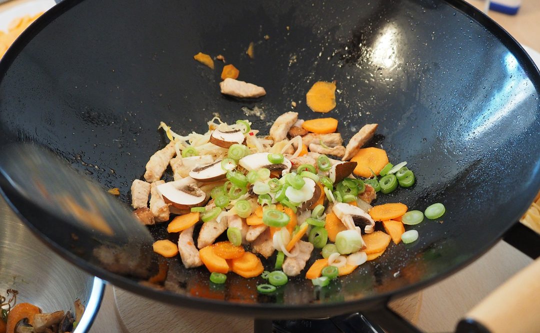 Wok vegetables with bean thread noodles